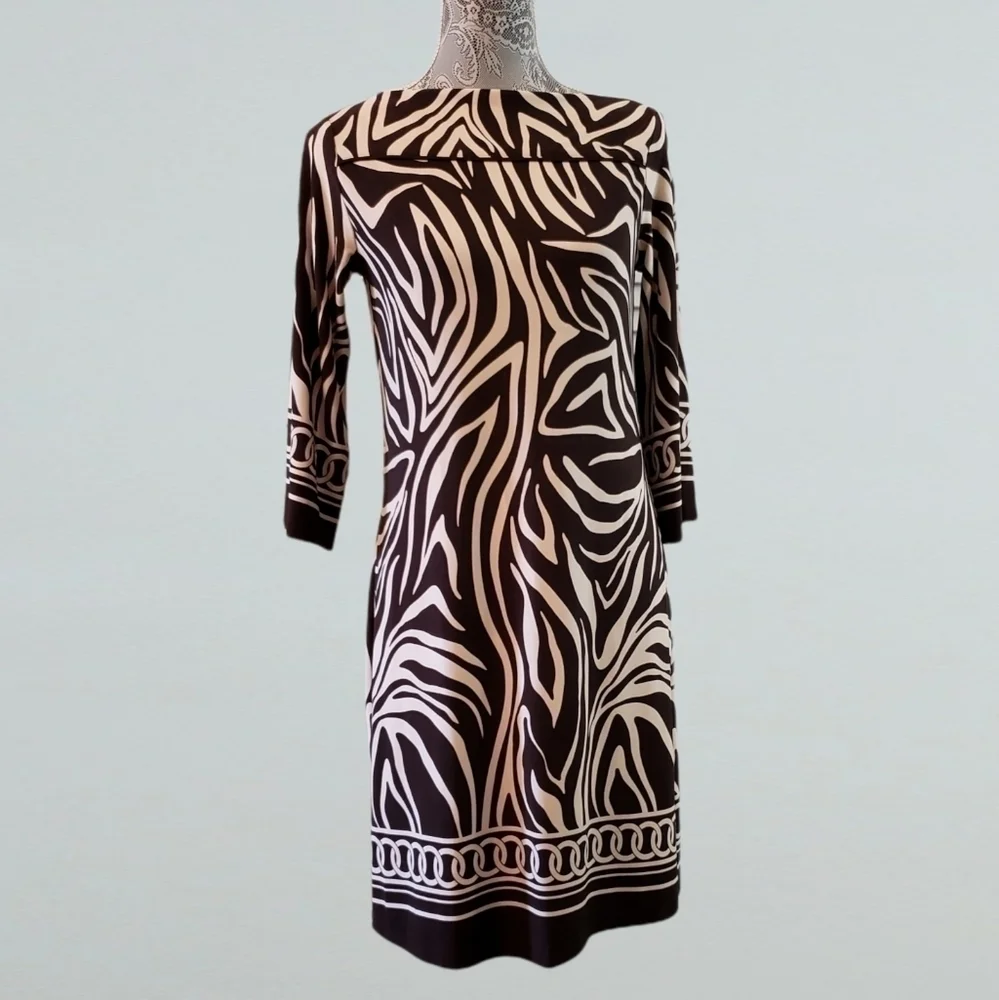 MERCER & MADISON BROWN AND CREAM COLOR DRESS SIZE 10 - Picture 3 of 3